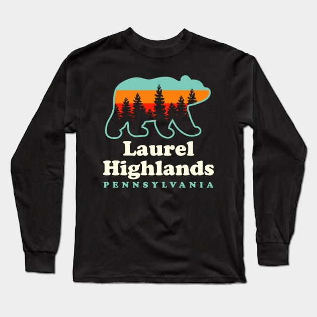 Laurel Highlands Hiking Trail Pennsylvania Bear Long Sleeve T-Shirt by PodDesignShop